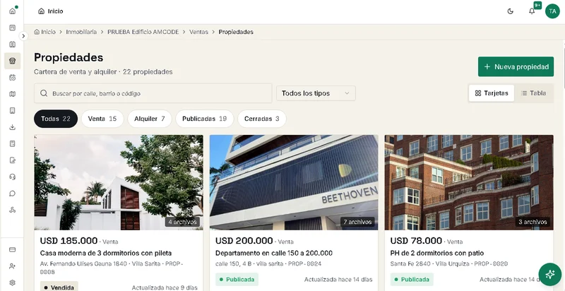 Cartera de propiedades en Habita